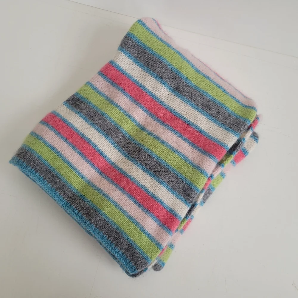 Geneva 100% Cashmere Striped Pastel Scarf Womens